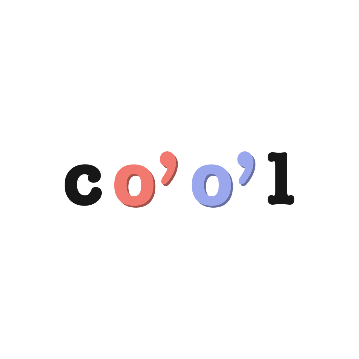 the co’o’l print on white / coral + periwinkle