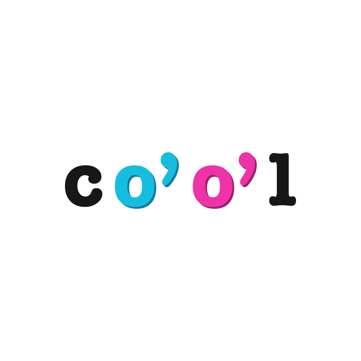 the co’o’l print on white / cyan + pink
